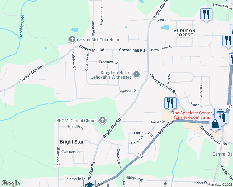map of restaurants, bars, coffee shops, grocery stores, and more near 6430 Pleasant Drive in Douglas County