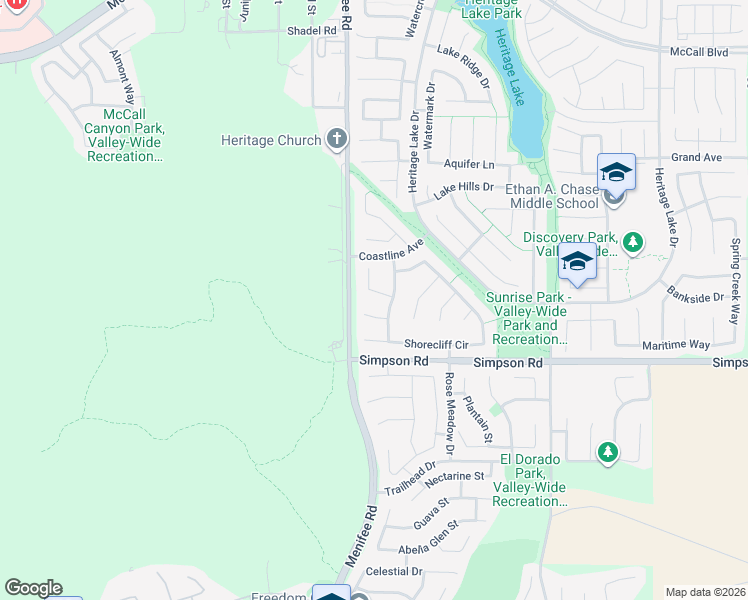 map of restaurants, bars, coffee shops, grocery stores, and more near 28465 Port Cove in Menifee