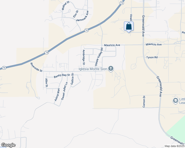 map of restaurants, bars, coffee shops, grocery stores, and more near 53099 Memorial Street in Lake Elsinore