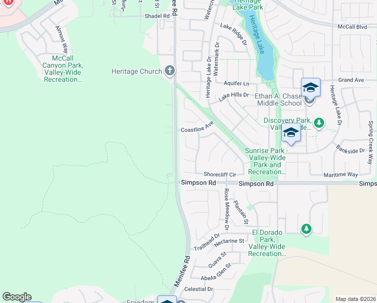 map of restaurants, bars, coffee shops, grocery stores, and more near 28465 Port Cove in Menifee