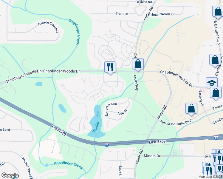 map of restaurants, bars, coffee shops, grocery stores, and more near 2720 Avanti Way in Decatur
