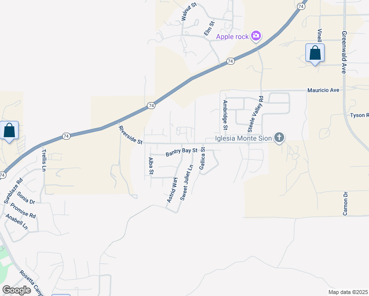 map of restaurants, bars, coffee shops, grocery stores, and more near 53022 Bantry Bay Street in Lake Elsinore