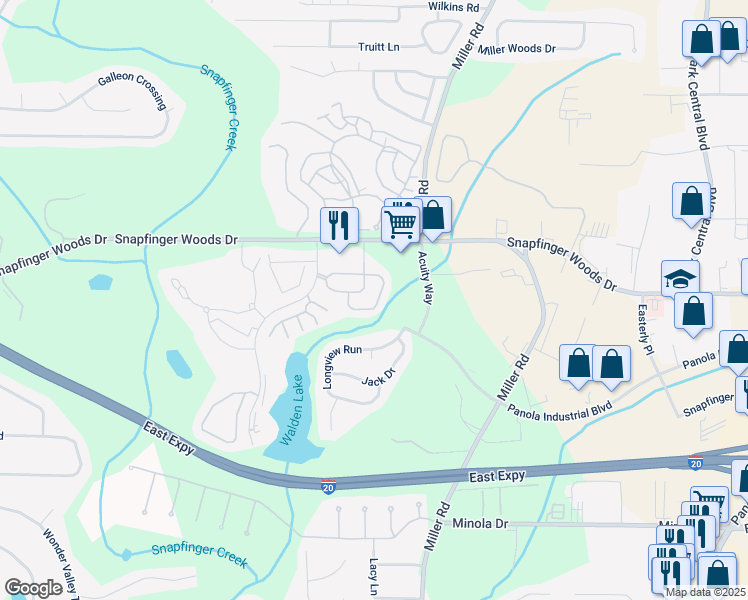 map of restaurants, bars, coffee shops, grocery stores, and more near 5009 Longview Walk in Decatur