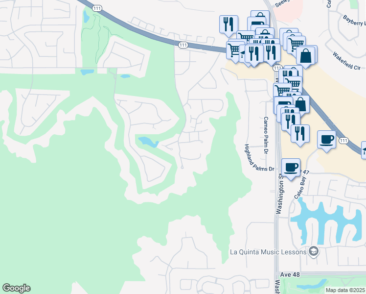 map of restaurants, bars, coffee shops, grocery stores, and more near 46700 Mountain Cove Drive in Indian Wells