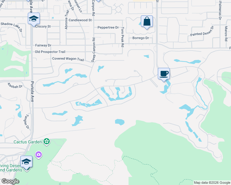 map of restaurants, bars, coffee shops, grocery stores, and more near 46302 Nandina Court in Indian Wells