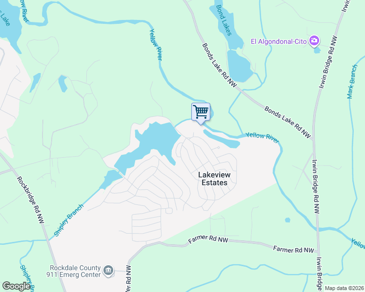 map of restaurants, bars, coffee shops, grocery stores, and more near 3 Alma Lane Northwest in Conyers