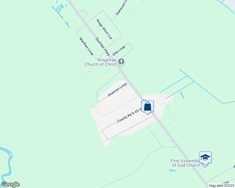 map of restaurants, bars, coffee shops, grocery stores, and more near 53 Shannon Loop in Kingstree