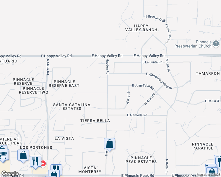 map of restaurants, bars, coffee shops, grocery stores, and more near 8001 East Juan Tabo Road in Scottsdale