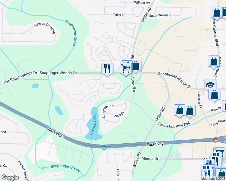 map of restaurants, bars, coffee shops, grocery stores, and more near 2668 Avanti Way in Decatur