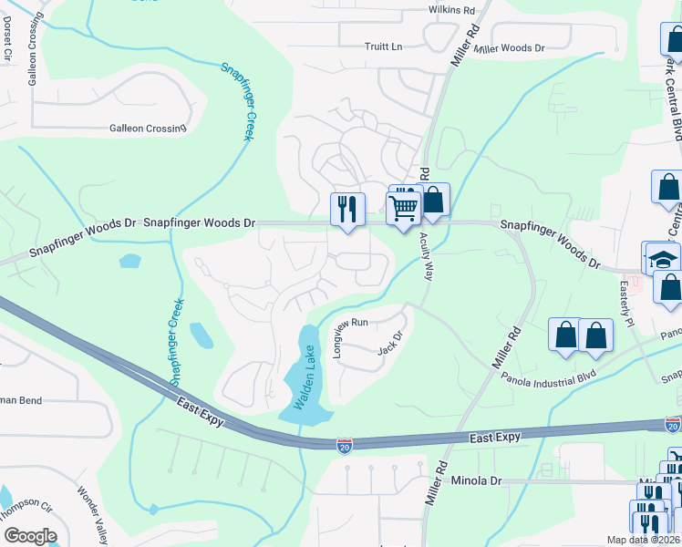map of restaurants, bars, coffee shops, grocery stores, and more near 2720 Avanti Way in Decatur