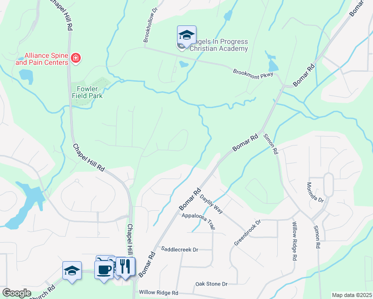 map of restaurants, bars, coffee shops, grocery stores, and more near 4153 Ashland Circle in Douglasville