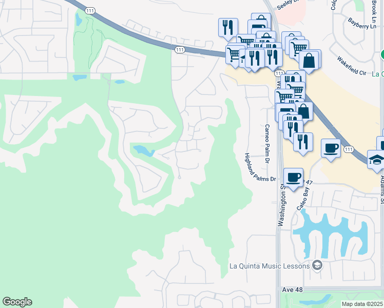 map of restaurants, bars, coffee shops, grocery stores, and more near 46637 Arapahoe in Indian Wells