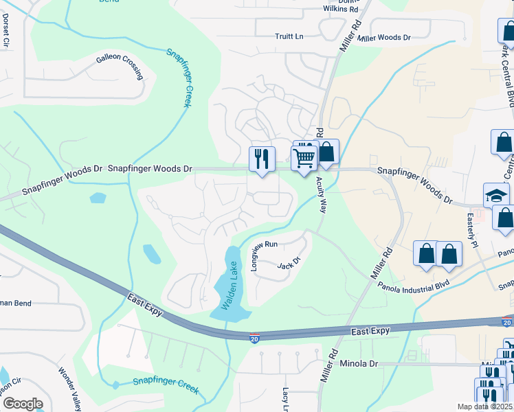 map of restaurants, bars, coffee shops, grocery stores, and more near 2720 Avanti Way in Decatur