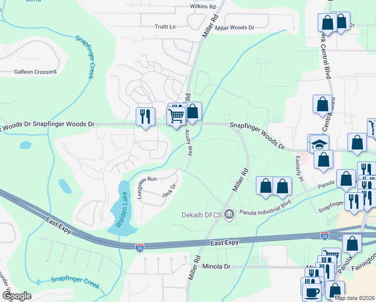 map of restaurants, bars, coffee shops, grocery stores, and more near 2641 Acuity Way in Decatur