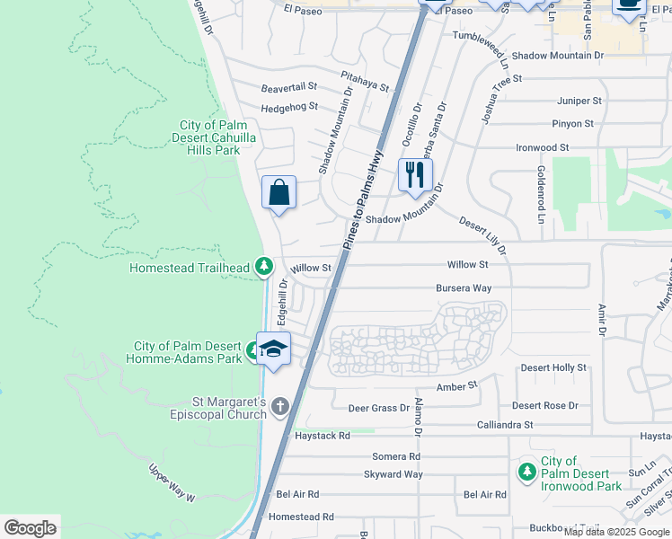 map of restaurants, bars, coffee shops, grocery stores, and more near in Palm Desert