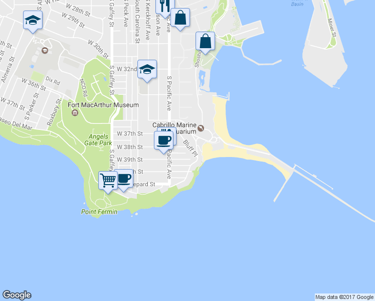 map of restaurants, bars, coffee shops, grocery stores, and more near 437 West 38th Street in Los Angeles
