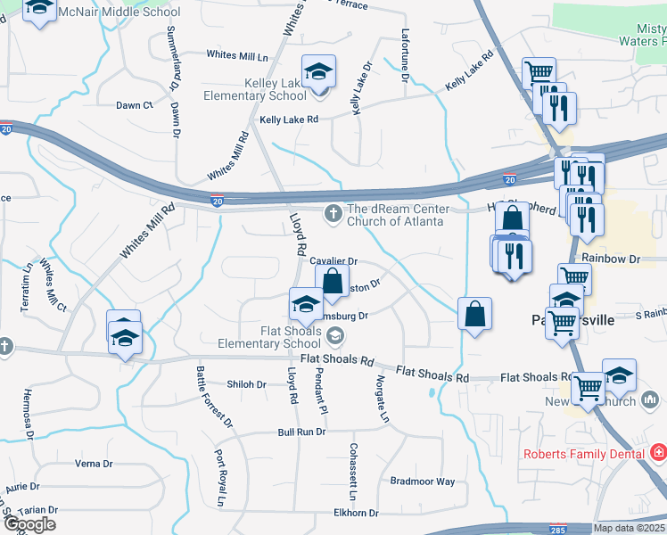 map of restaurants, bars, coffee shops, grocery stores, and more near 2666 Jamestown Way in Decatur
