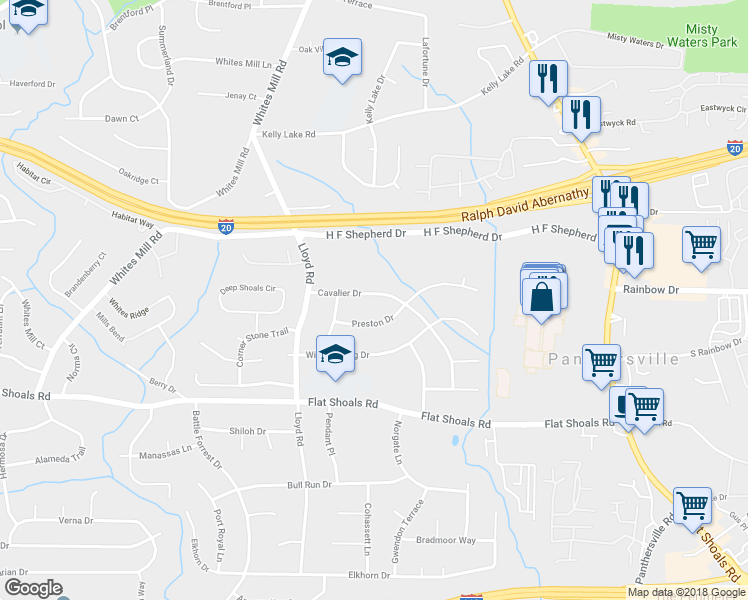 map of restaurants, bars, coffee shops, grocery stores, and more near 2631 Cavalier Drive in Decatur
