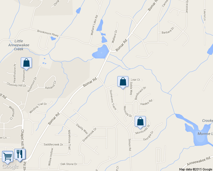 map of restaurants, bars, coffee shops, grocery stores, and more near 3900 Kings Bridge Drive in Douglasville