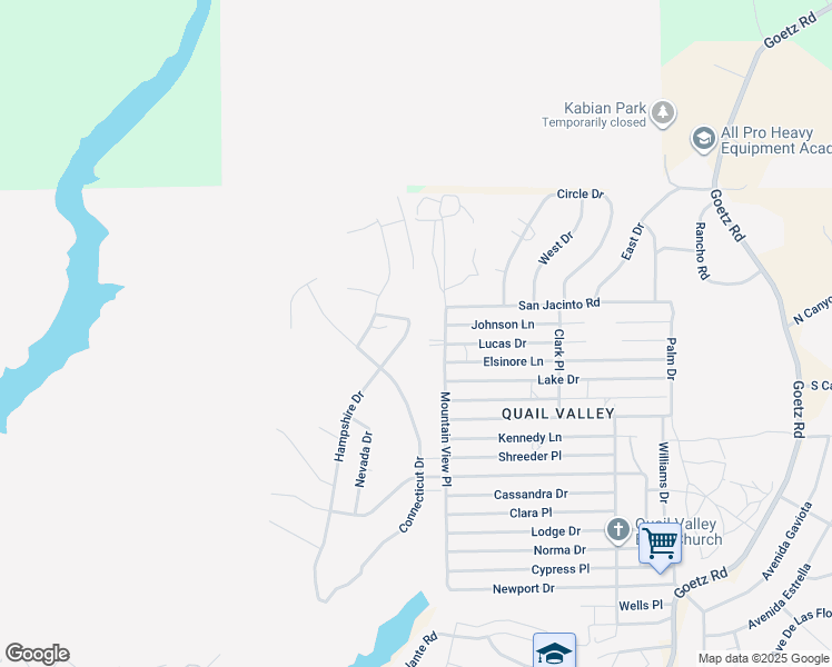 map of restaurants, bars, coffee shops, grocery stores, and more near 28286 Hampshire Drive in Menifee