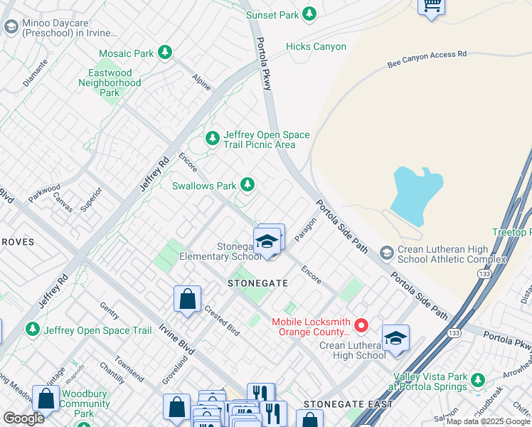 map of restaurants, bars, coffee shops, grocery stores, and more near 61 Hazelton in Irvine