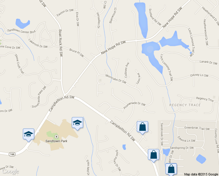 map of restaurants, bars, coffee shops, grocery stores, and more near 400 Birchmere Close Southwest in Atlanta