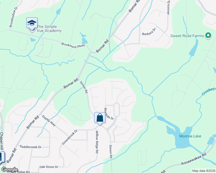 map of restaurants, bars, coffee shops, grocery stores, and more near 3510 Morinda Drive in Douglasville