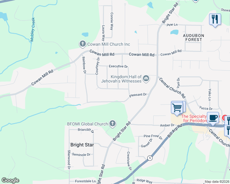 map of restaurants, bars, coffee shops, grocery stores, and more near 6481 Courtney Drive in Douglas County