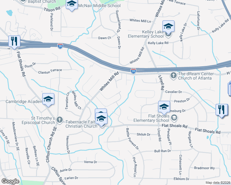 map of restaurants, bars, coffee shops, grocery stores, and more near 2426 Whites Ridge in Decatur