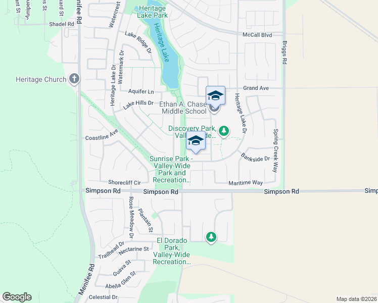 map of restaurants, bars, coffee shops, grocery stores, and more near 28301 Sunrise Skies Way in Menifee