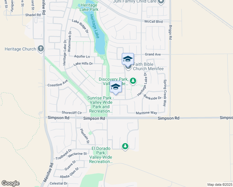 map of restaurants, bars, coffee shops, grocery stores, and more near 29570 2 Harbor Lane in Menifee