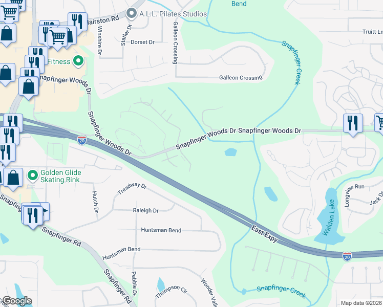 map of restaurants, bars, coffee shops, grocery stores, and more near 1300 Friendly Heights Blvd in Decatur