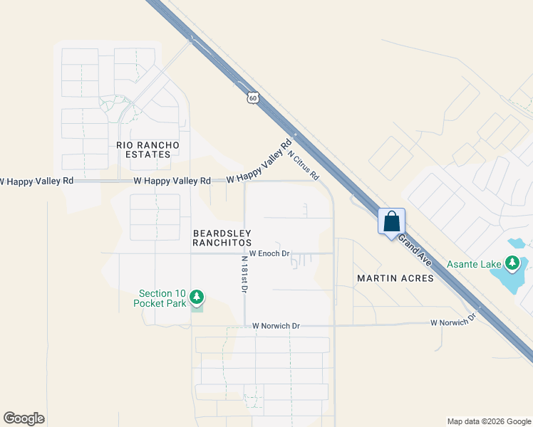 map of restaurants, bars, coffee shops, grocery stores, and more near 18033 West Faye Way in Surprise