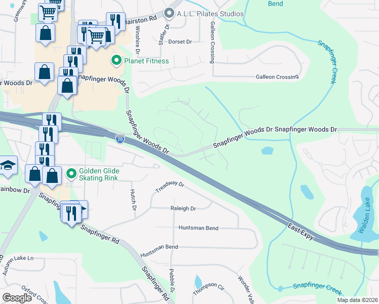 map of restaurants, bars, coffee shops, grocery stores, and more near 4481 Golf Vista Circle in Decatur
