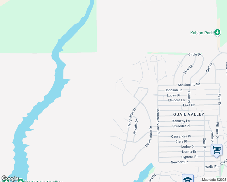 map of restaurants, bars, coffee shops, grocery stores, and more near Montana Street in Menifee