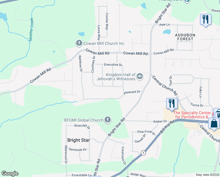 map of restaurants, bars, coffee shops, grocery stores, and more near 6481 Courtney Drive in Douglas County