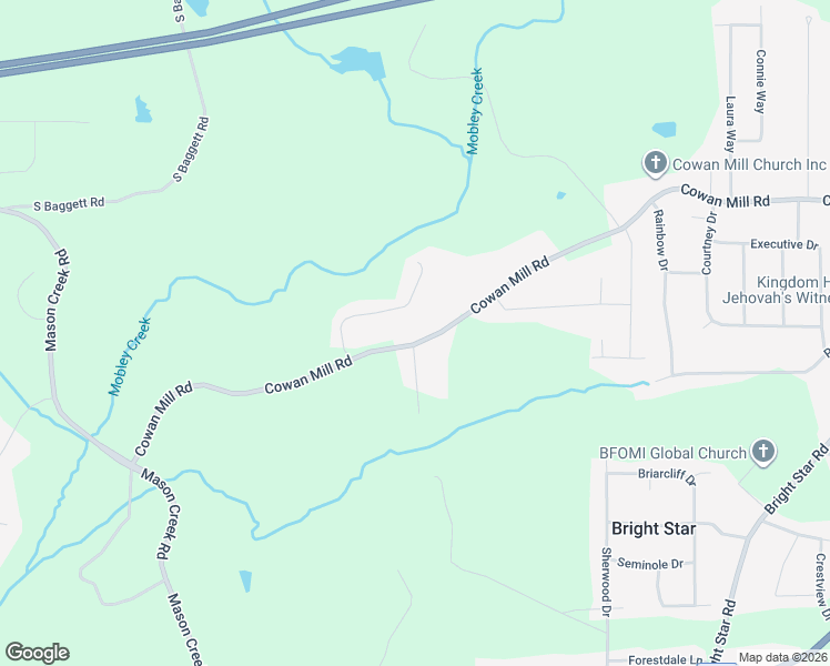 map of restaurants, bars, coffee shops, grocery stores, and more near 6890 Cowan Mill Rd in Winston