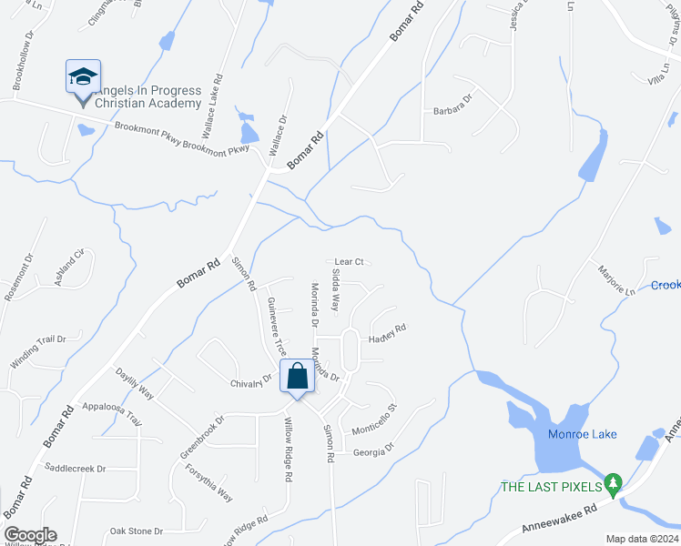 map of restaurants, bars, coffee shops, grocery stores, and more near 3688 Sidda Way in Douglasville