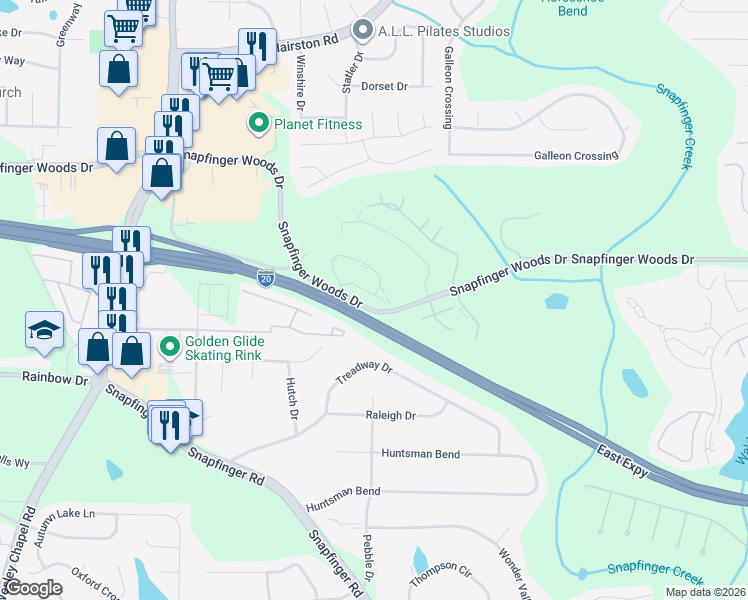 map of restaurants, bars, coffee shops, grocery stores, and more near 4566 Golf Vista Circle in Decatur
