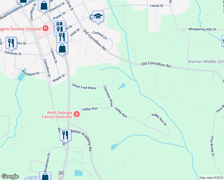 map of restaurants, bars, coffee shops, grocery stores, and more near 908 Daylilly Hill in Bremen