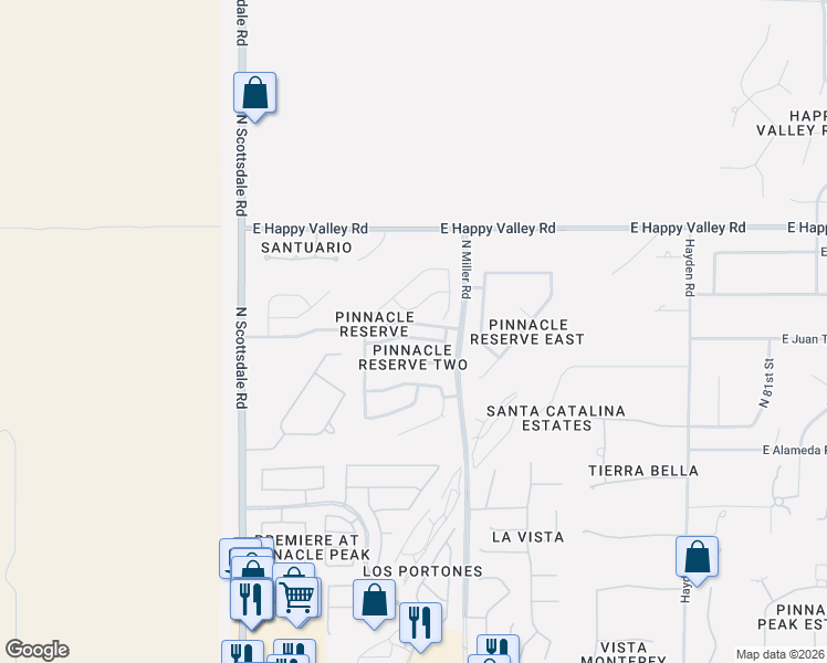 map of restaurants, bars, coffee shops, grocery stores, and more near 7545 East Santa Catalina Drive in Scottsdale