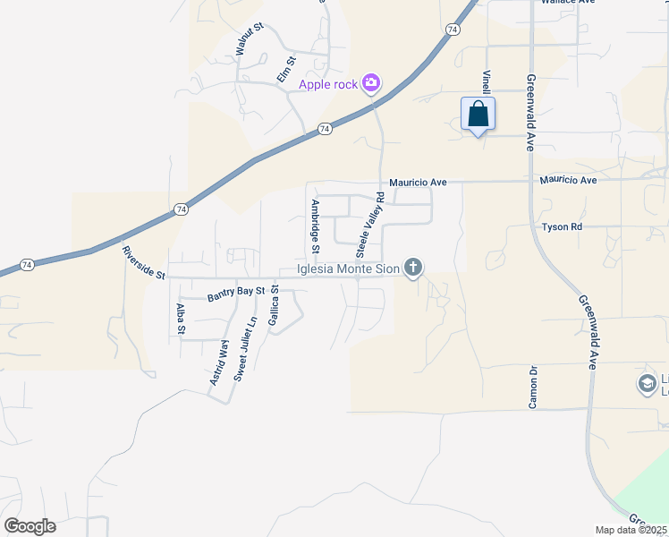 map of restaurants, bars, coffee shops, grocery stores, and more near 53101 Memorial Street in Lake Elsinore