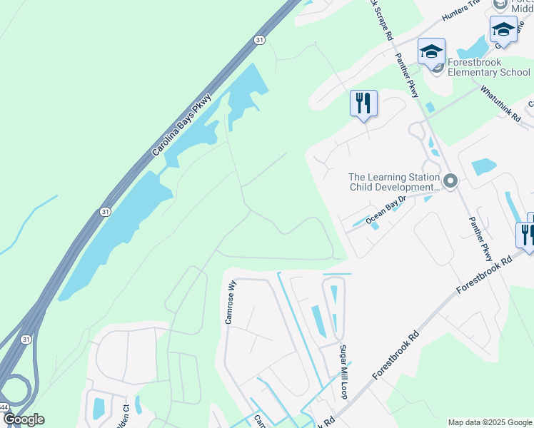 map of restaurants, bars, coffee shops, grocery stores, and more near Rambler Ct in Myrtle Beach