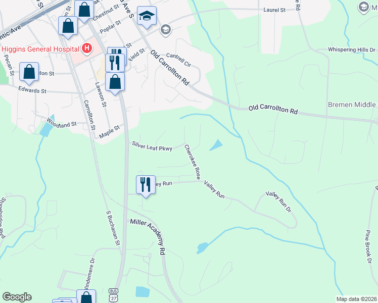 map of restaurants, bars, coffee shops, grocery stores, and more near 904 Daylilly Hill in Bremen