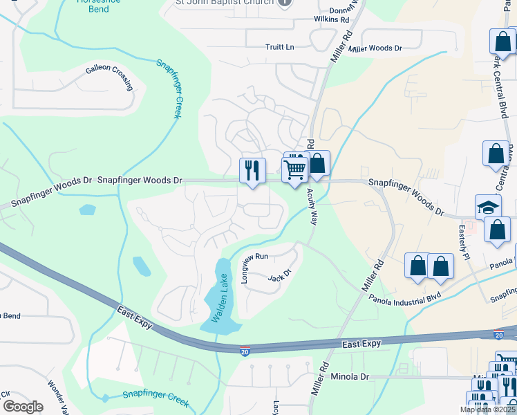 map of restaurants, bars, coffee shops, grocery stores, and more near 4925 Longview Walk in Decatur