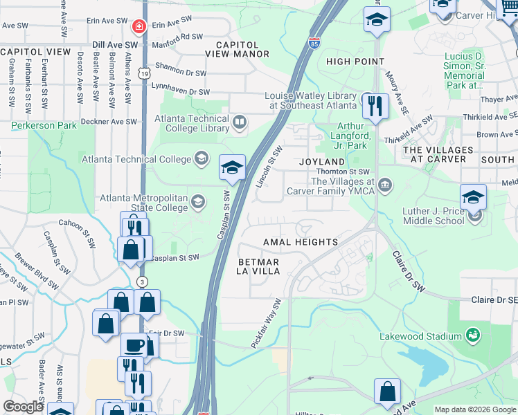 map of restaurants, bars, coffee shops, grocery stores, and more near 360 Taft Street Southwest in Atlanta