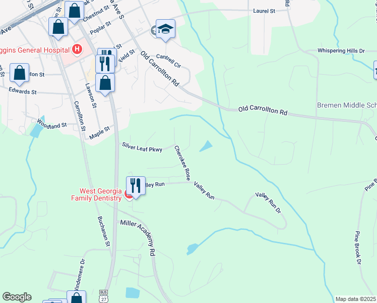 map of restaurants, bars, coffee shops, grocery stores, and more near 908 Daylilly Hill in Bremen