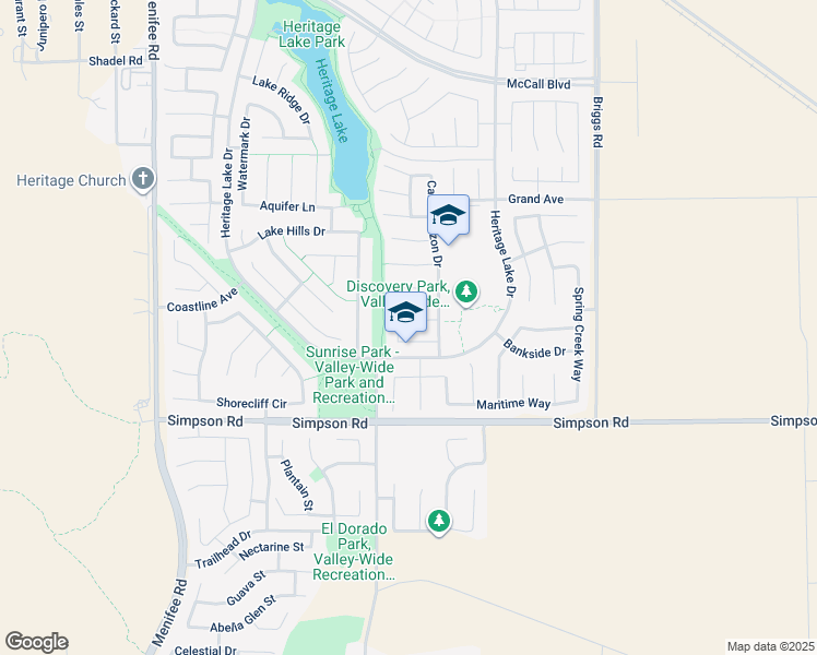 map of restaurants, bars, coffee shops, grocery stores, and more near 29577 Longshore Drive in Menifee
