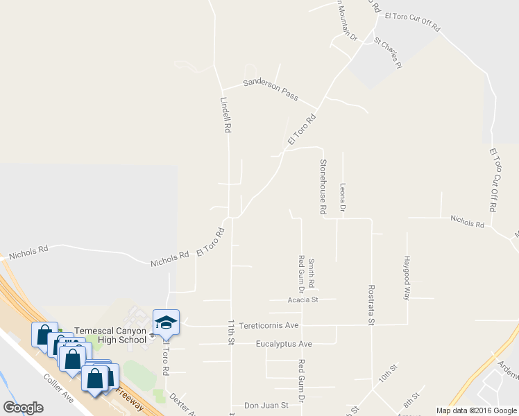 map of restaurants, bars, coffee shops, grocery stores, and more near 28195 Wells Fargo Road in Lake Elsinore