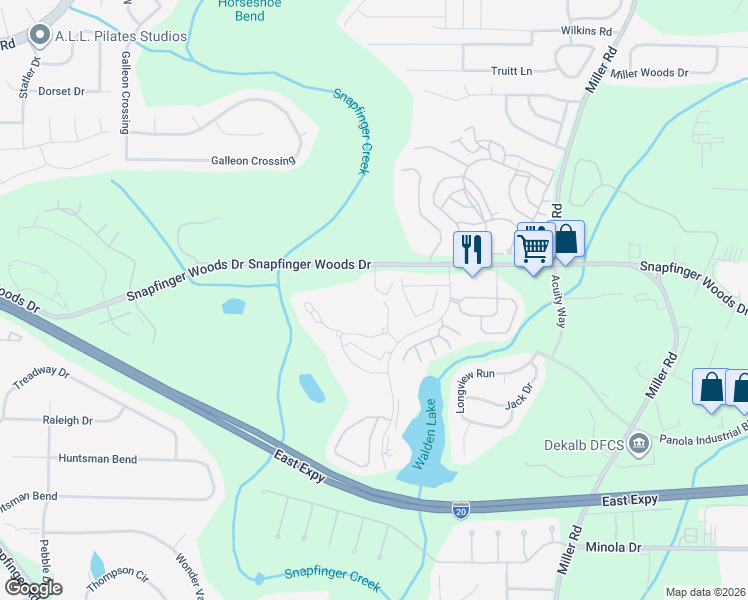 map of restaurants, bars, coffee shops, grocery stores, and more near 36 Quail Run in Decatur